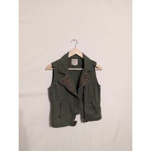 Dolled up studded tactical military green vest women's medium